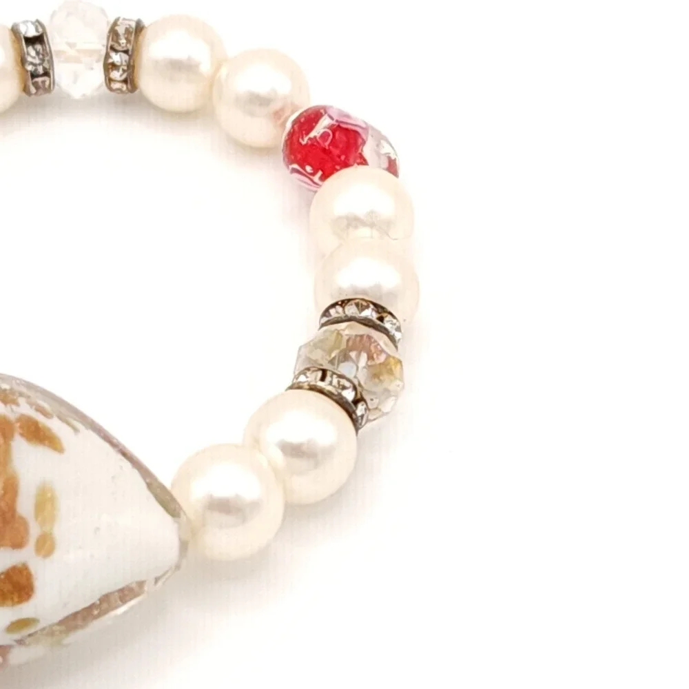 Set of 4 Faux Pearl Stretch Bracelets White Beaded Stackable Jewelry - Picture 9 of 9